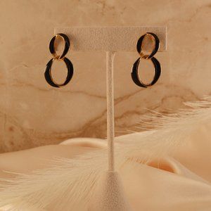 SOLD Vintage Black and Gold Double Hoop Dangle Earrings